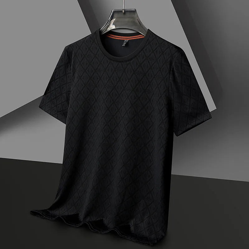 Men's round neck short sleeve T-shirt in ice silk fabric with antibacterial properties
