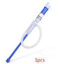 Blue manual hand pump siphon for transferring fuel and oil to vehicles and equipment