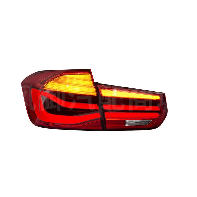BMW 3 Series F30 tail light assembly with LED streamer running light in red or smoked black finish for 2012-2015 models