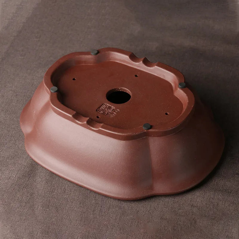 Handmade purple clay Chinese bonsai basin ceramic pot 25cm diameter