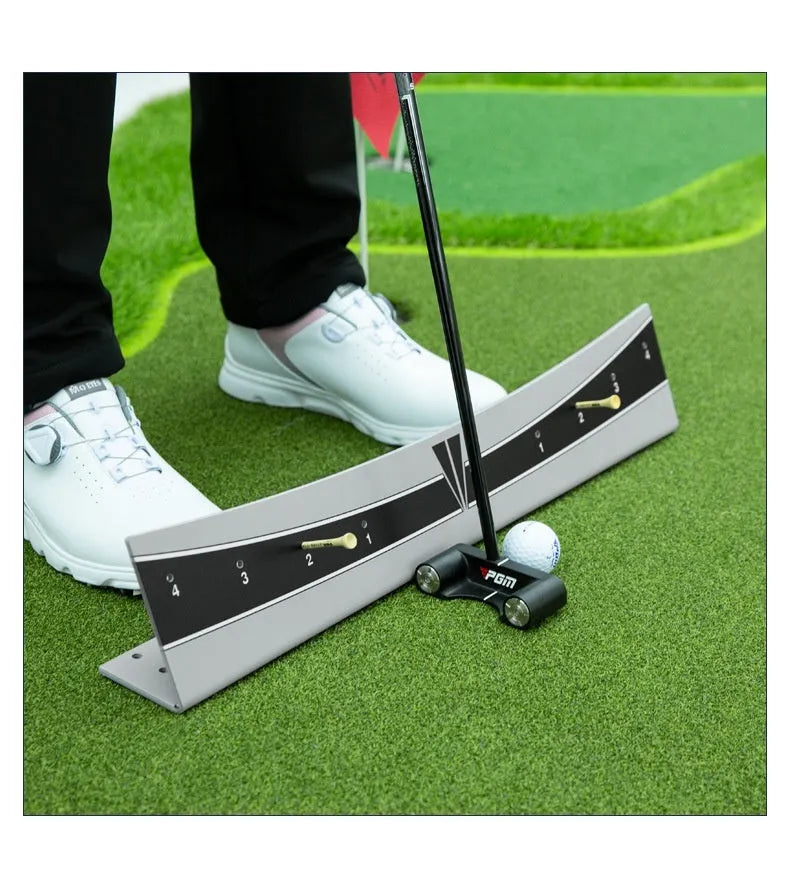 Adjustable golf putter trajectory simulator with PVC construction and push rod balancer