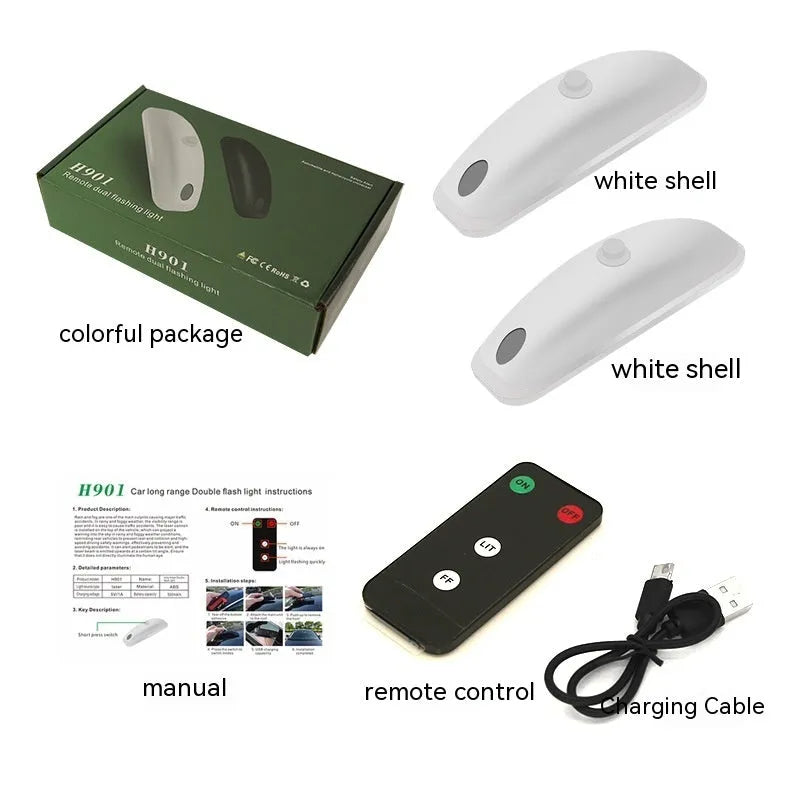 Black remote-controlled car strobe light with wireless remote for anti-collision visibility enhancement