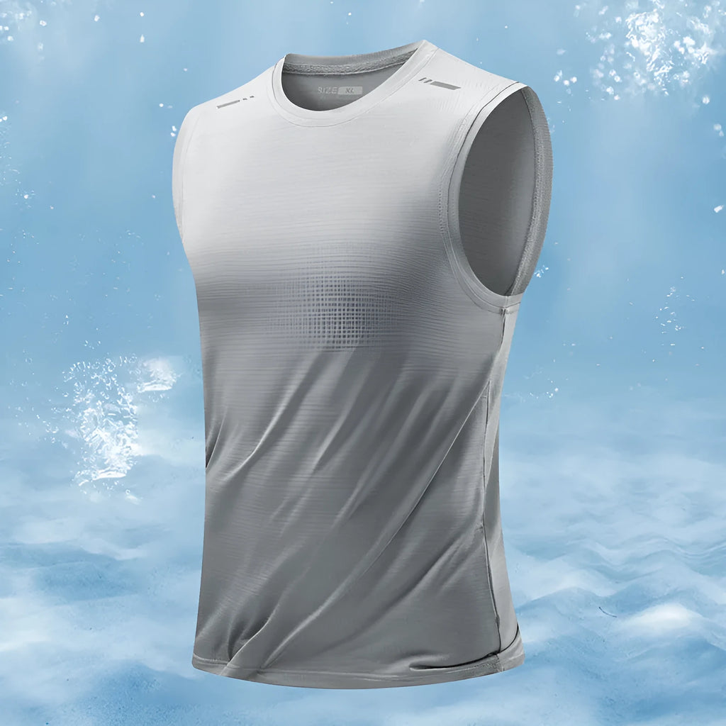 Men's loose fit bamboo fibre sports waistcoat vest in Lake Blue colour