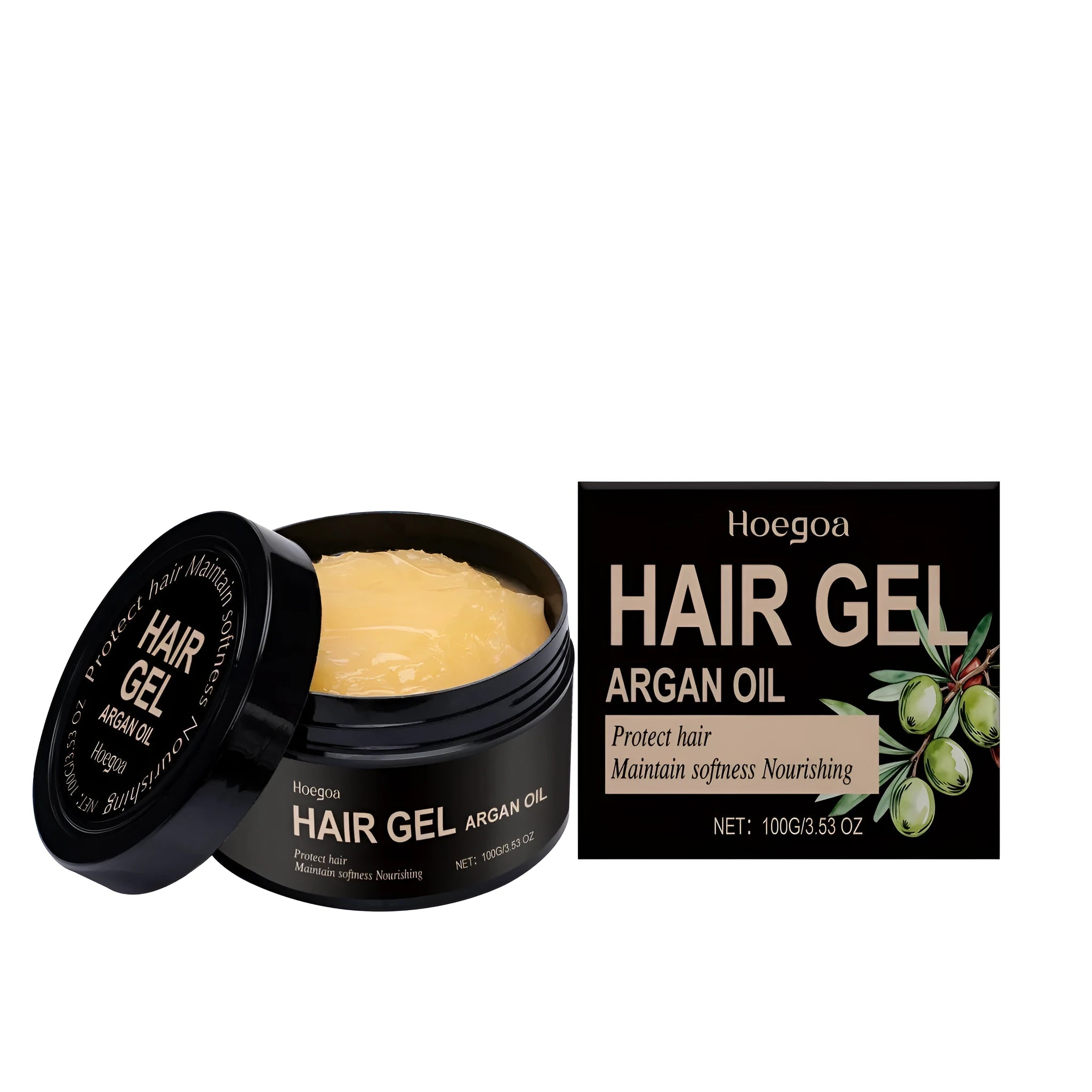 100ml bottle of Moroccan Nut Oil Setting Gel for hair curl definition and frizz control