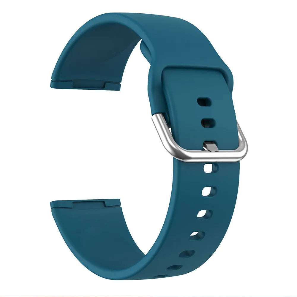 Solid colour silicone strap with silver buckle for Fitbit Versa 3 and Sense 2 smartwatches