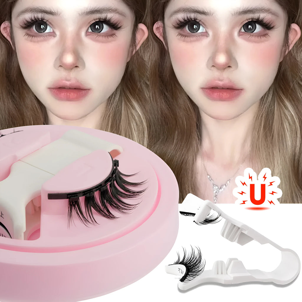 Reusable waterproof false eyelashes with natural thick style and glue-free strip