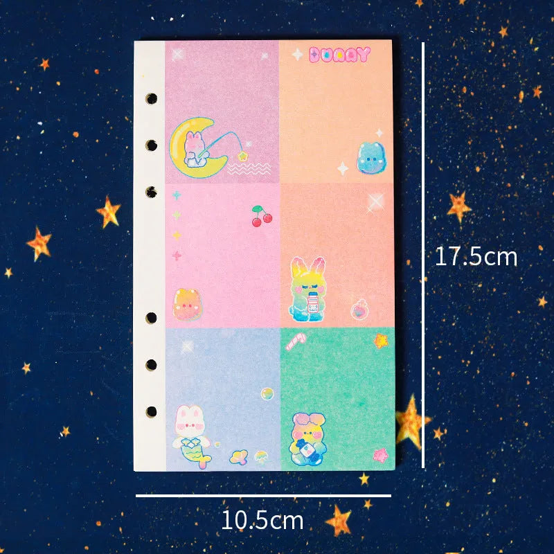 A6 loose-leaf notebook with girl heart character design, 80 sheets, 6-hole punch for student binders