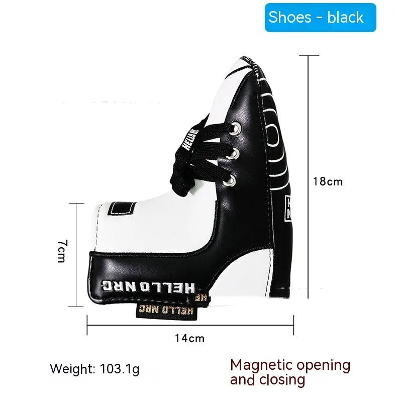 Golf putter sleeve with novelty design options for straight bar clubs