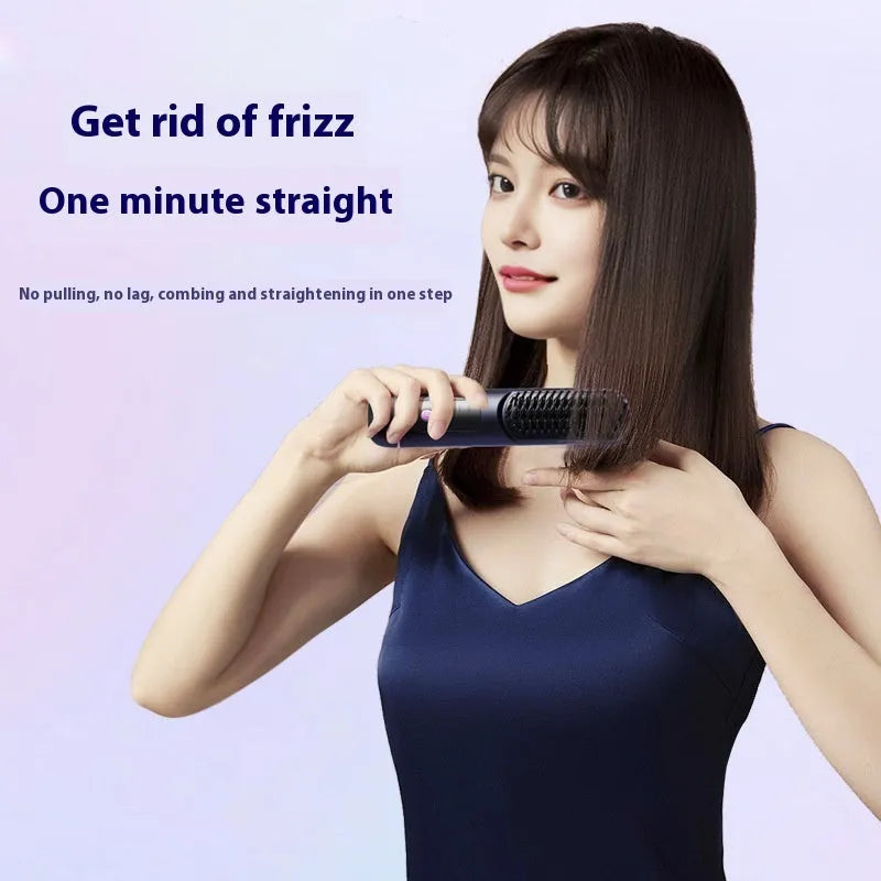 Portable charging negative ion hair comb in blue, grey or white with built-in power bank