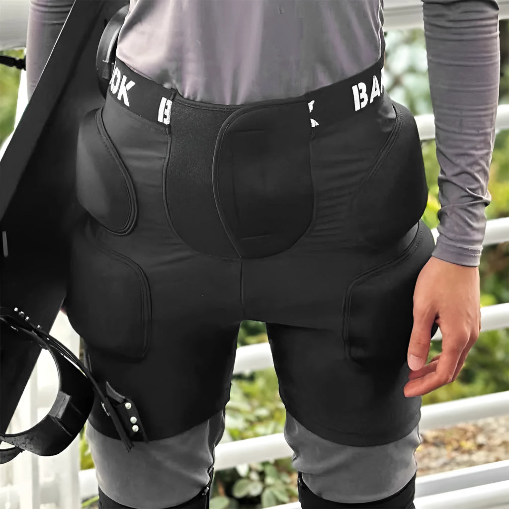 Black hip pad protection pants with NBR padding for roller skating and skateboard safety