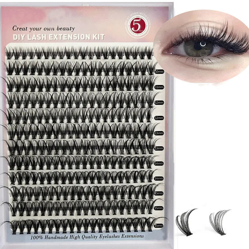 DIY cluster lashes mixed package showing 30D and 40D false eyelashes with tweezers