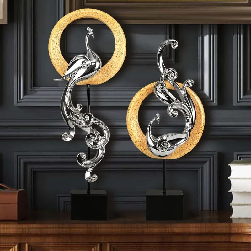 A detailed synthetic resin Phoenix ornament in a choice of rose gold, elegant silver, or festive red colour.
