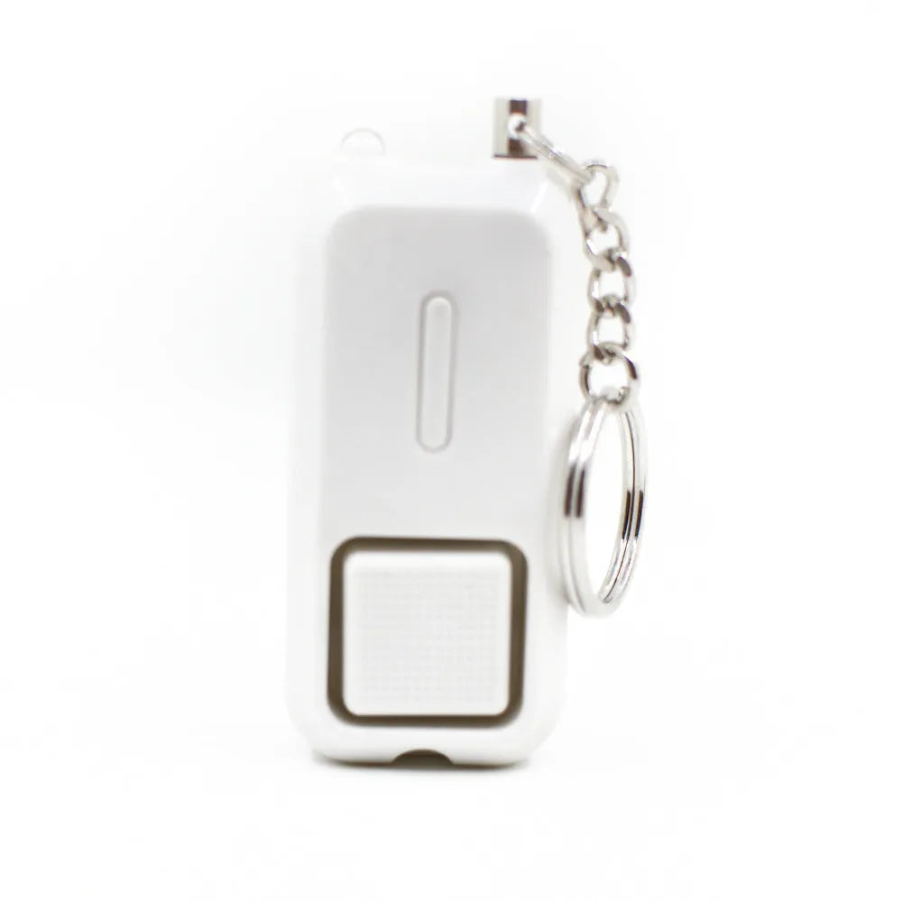 Personal safety alarm device measuring 65mm by 30mm in various colour options