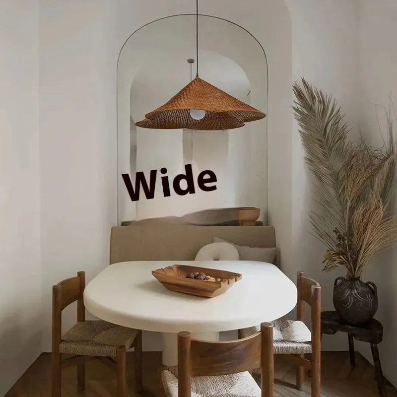Rattan-weaved ceiling lamp with Silent Style wind patterns in natural material