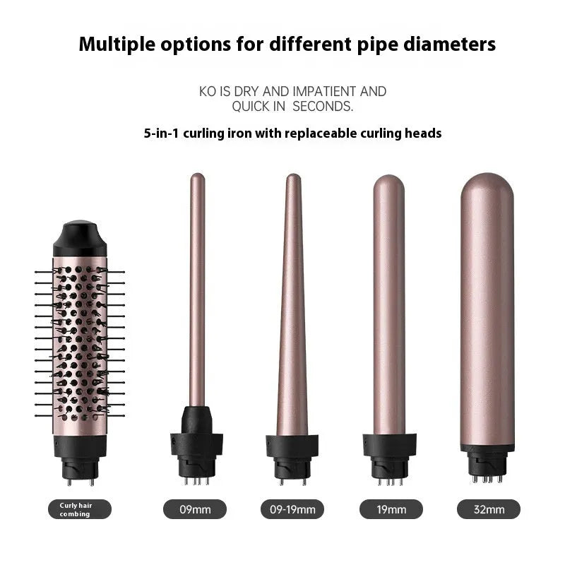 Automatic large wave hair curler in rose gold or black with three headbands accessories
