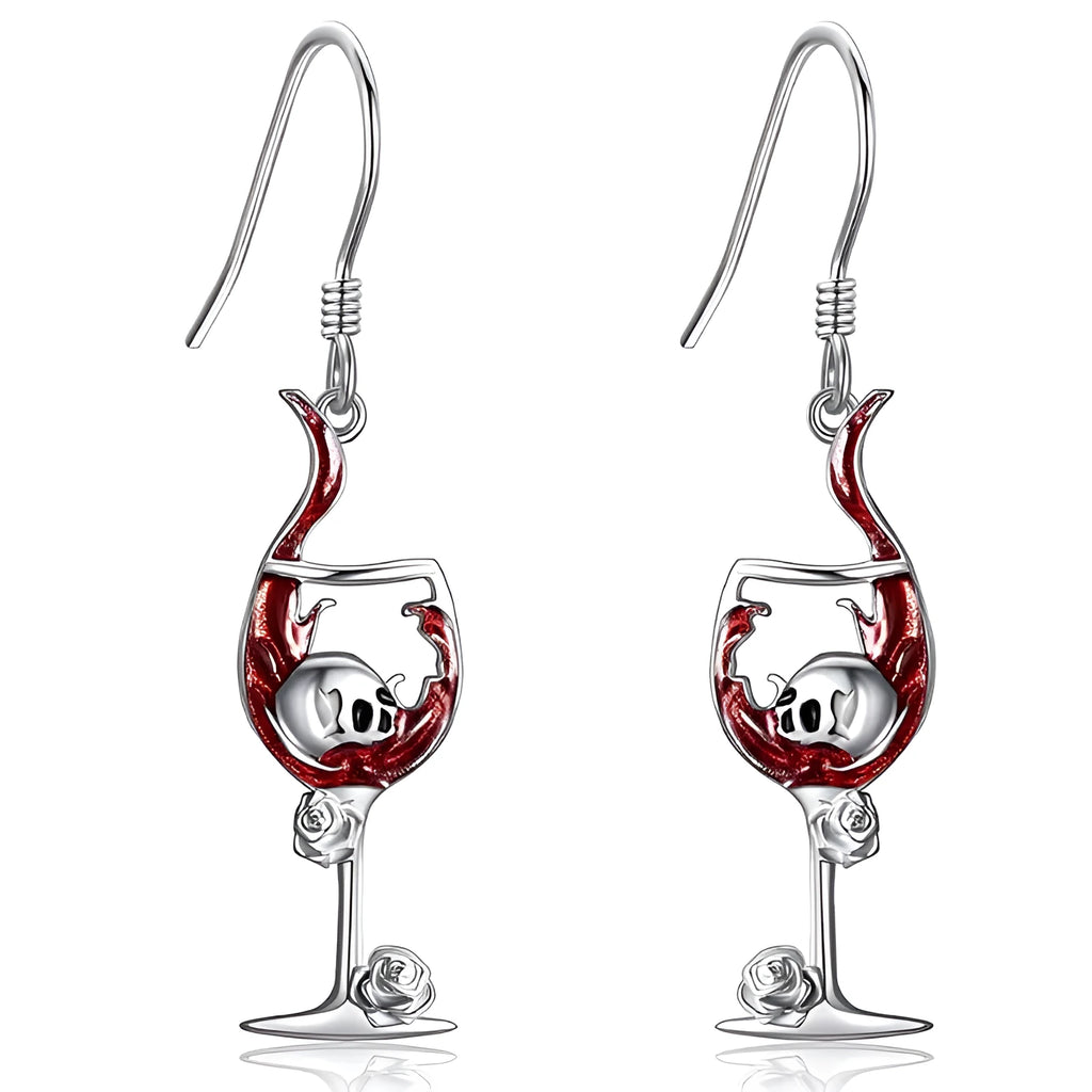 Halloween skull and wine glass geometric earrings in zinc alloy with electroplated finish