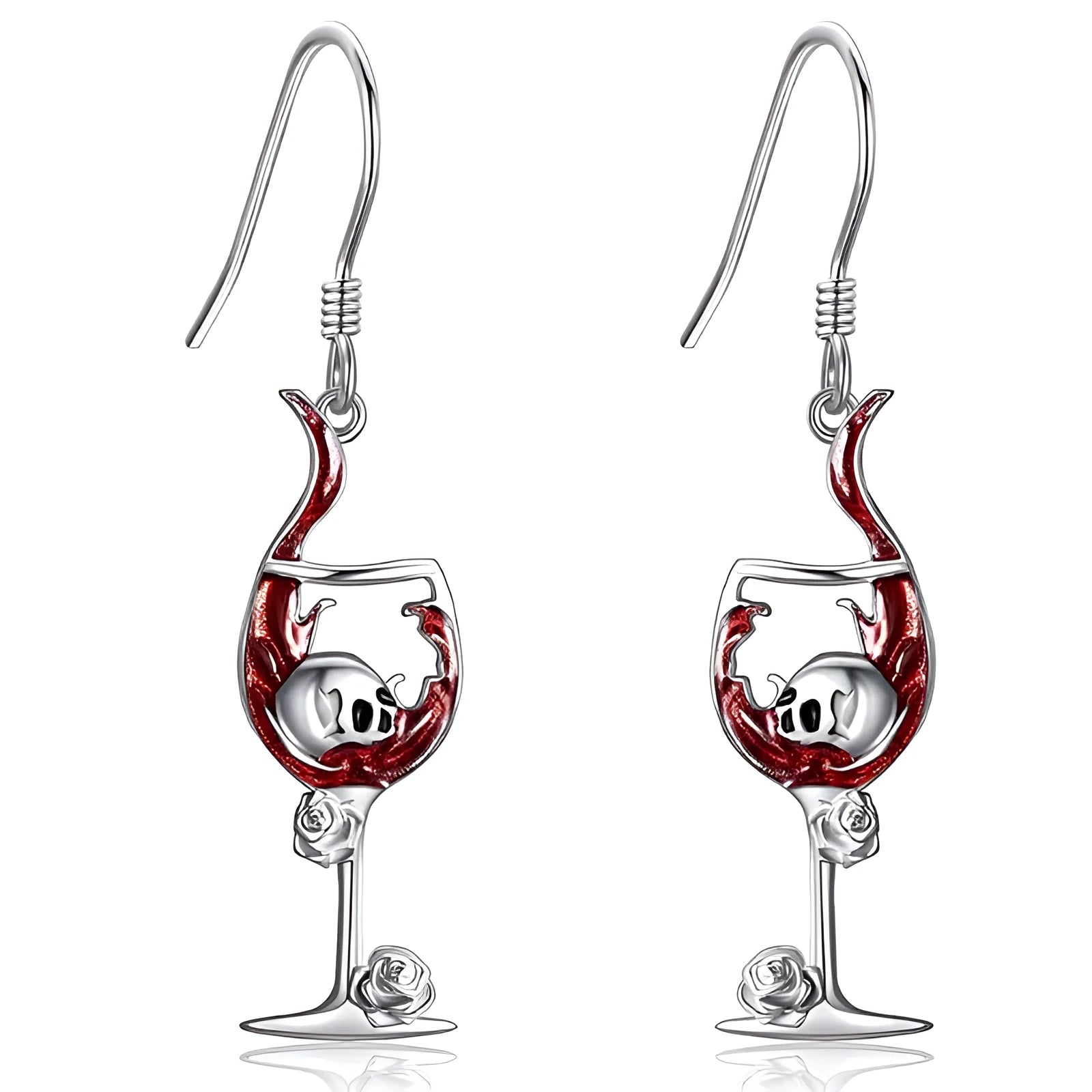 Halloween skull and wine glass geometric earrings in zinc alloy with electroplated finish
