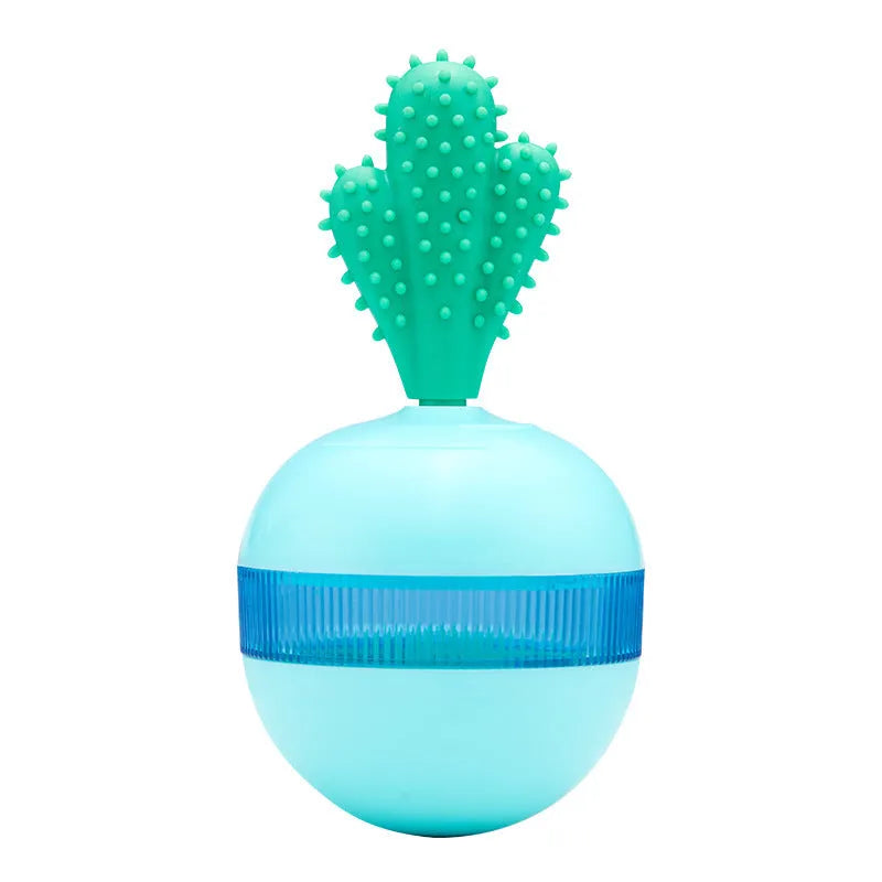 Blue durable rubber treat dispensing dog toy with tumble ball design for medium and large dogs