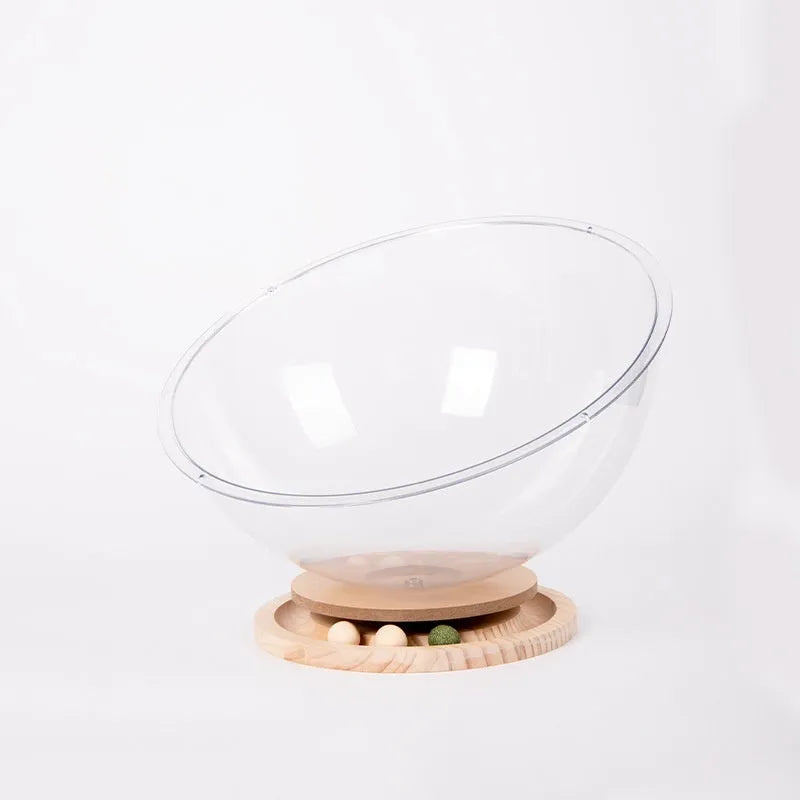 Transparent acrylic cat space capsule bathtub bed with turntable base in multiple size options