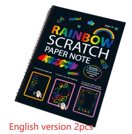 Large children's scratch art paper 26x19cm with colourful puzzle pattern design