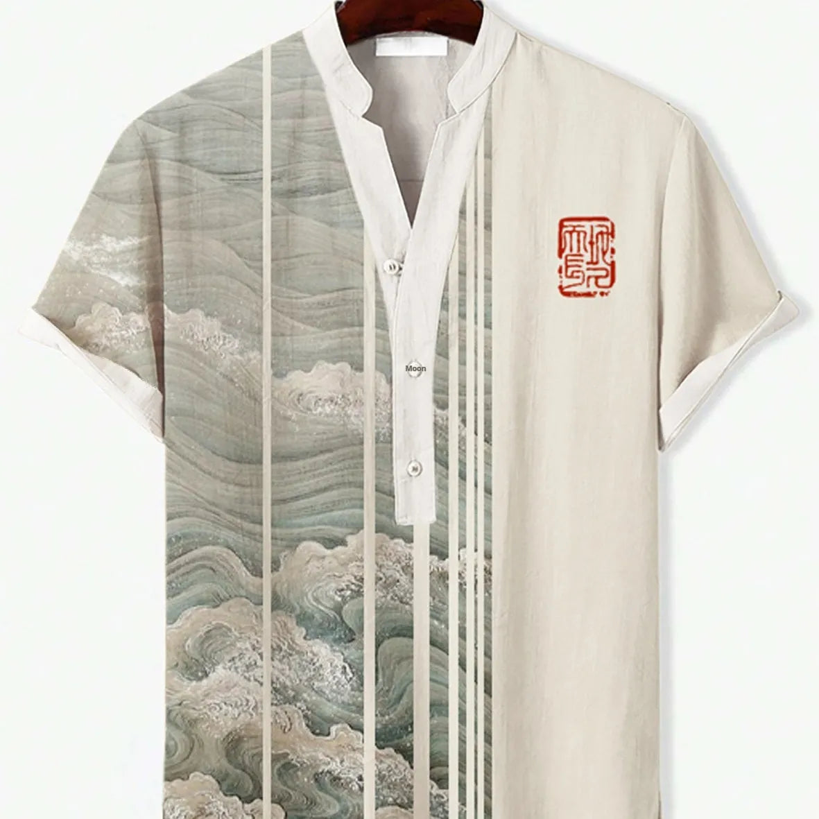 Men's 3D digital animal print short sleeve shirt showing graphic detail and colour options