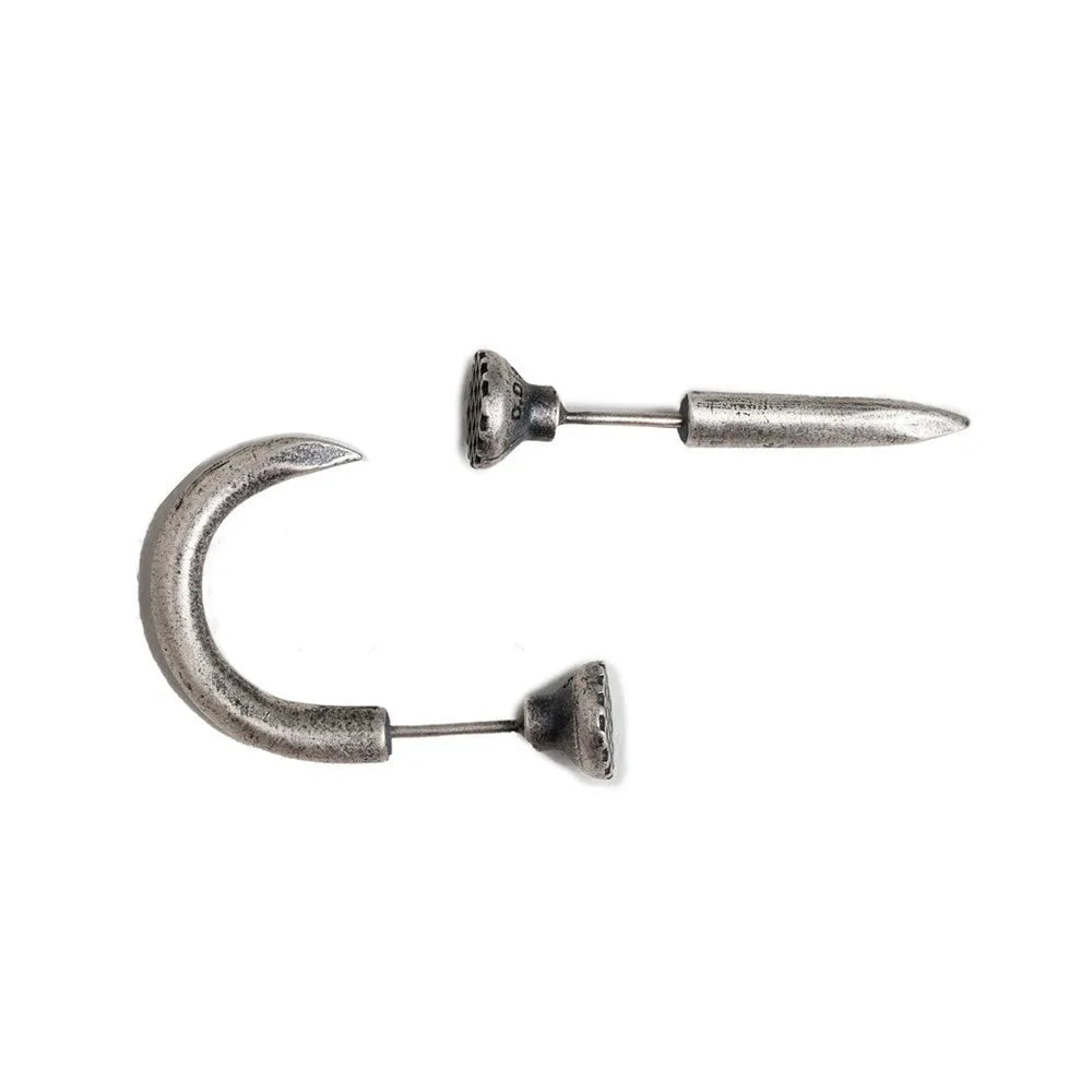 S925 sterling silver nail stud earrings in straight and curved punk styles