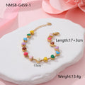 Women's stainless steel bracelet with heart pendant and colourful oil necklace elements