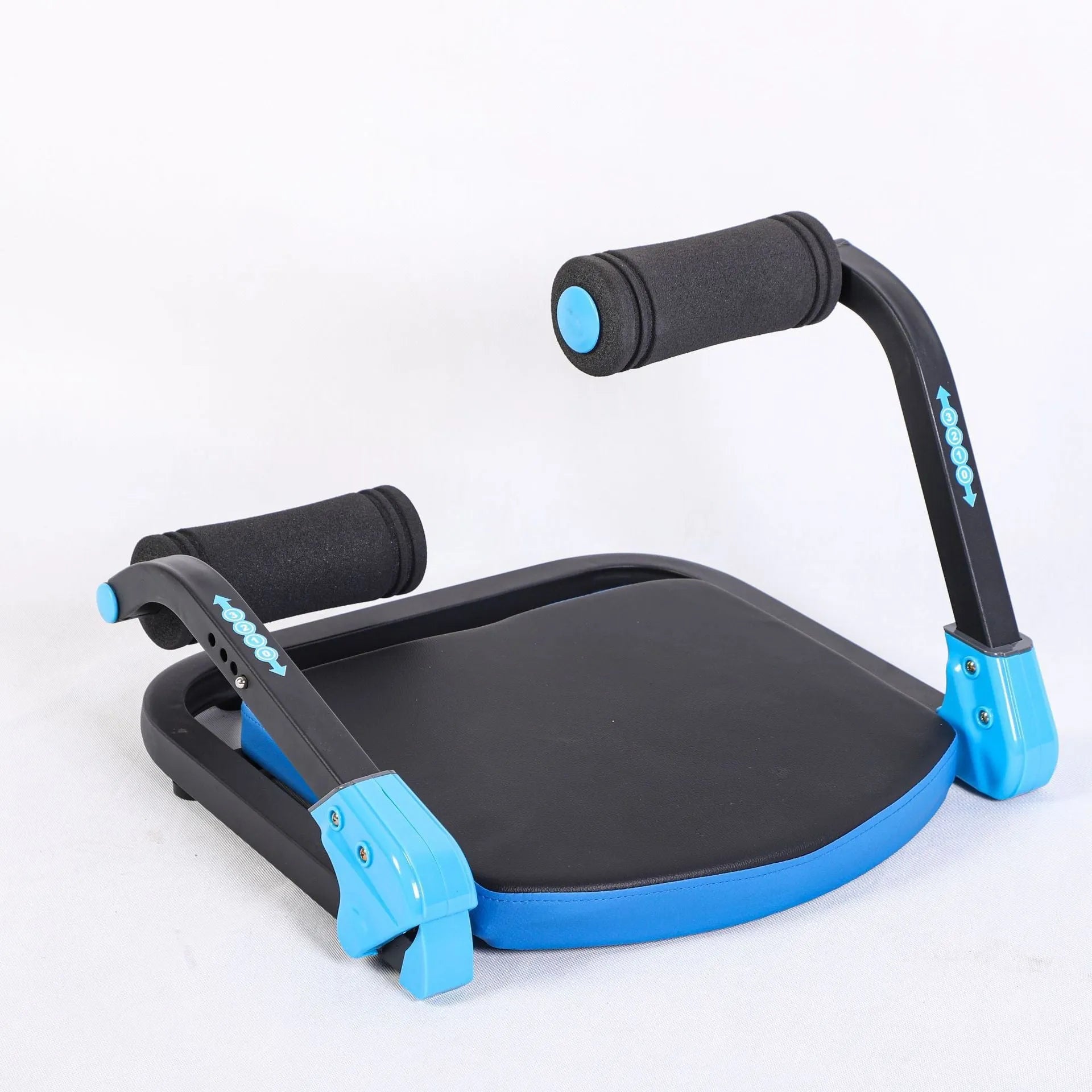 Mini abdominal exercise device in sky blue and red colour options for home and office fitness
