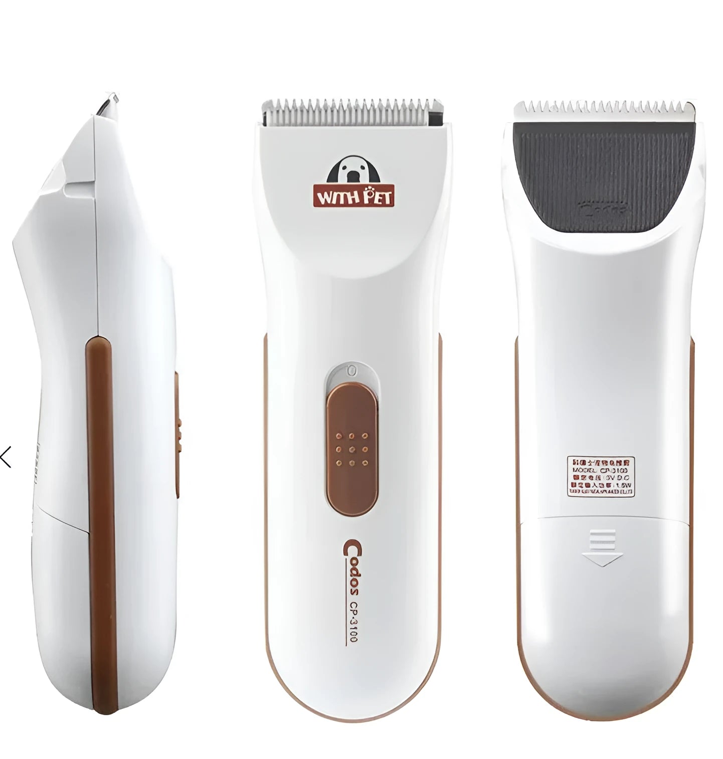 White electric pet hair clipper with ceramic blade for dogs cats grooming
