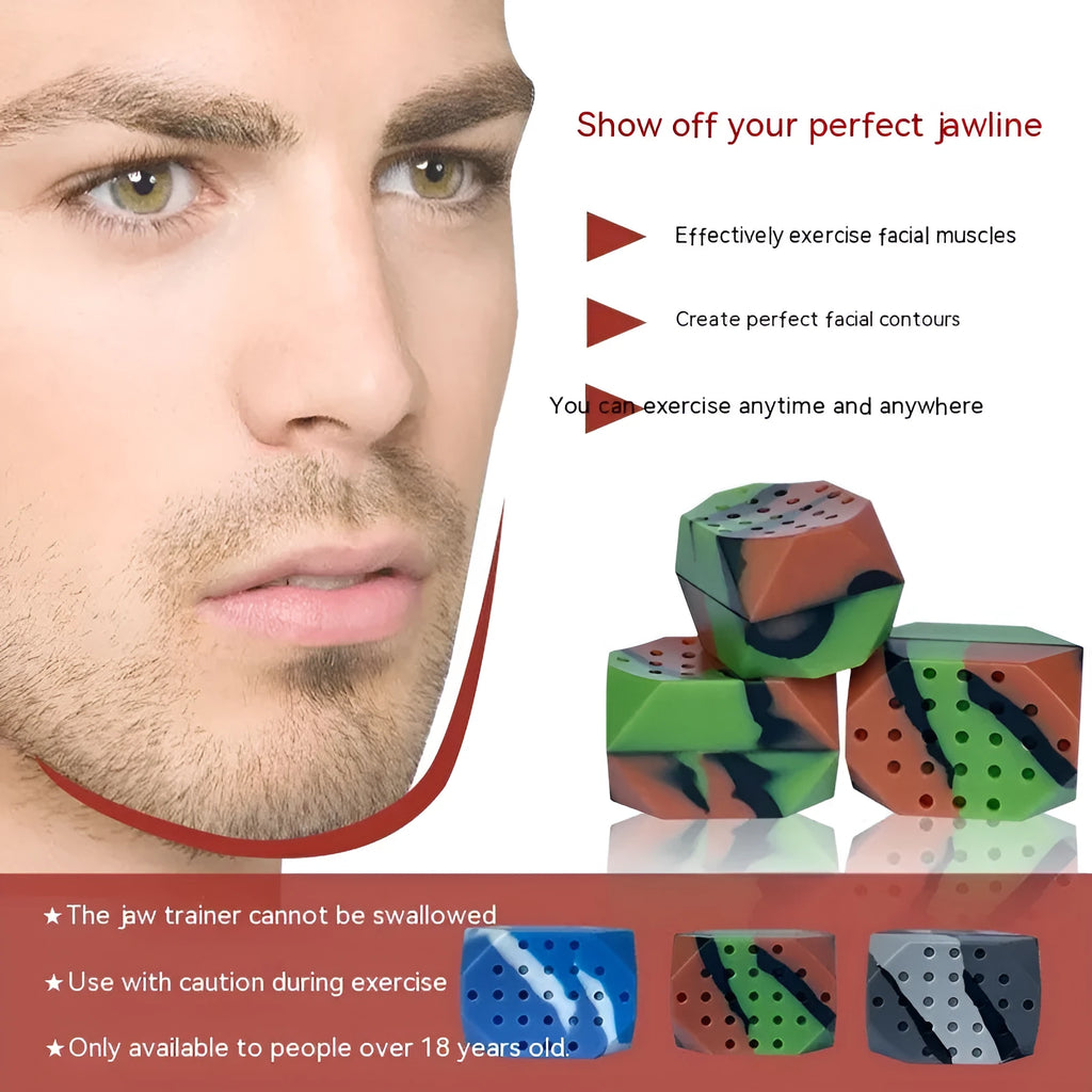 Two camouflage pattern silicone facial exercise balls in transparent packaging