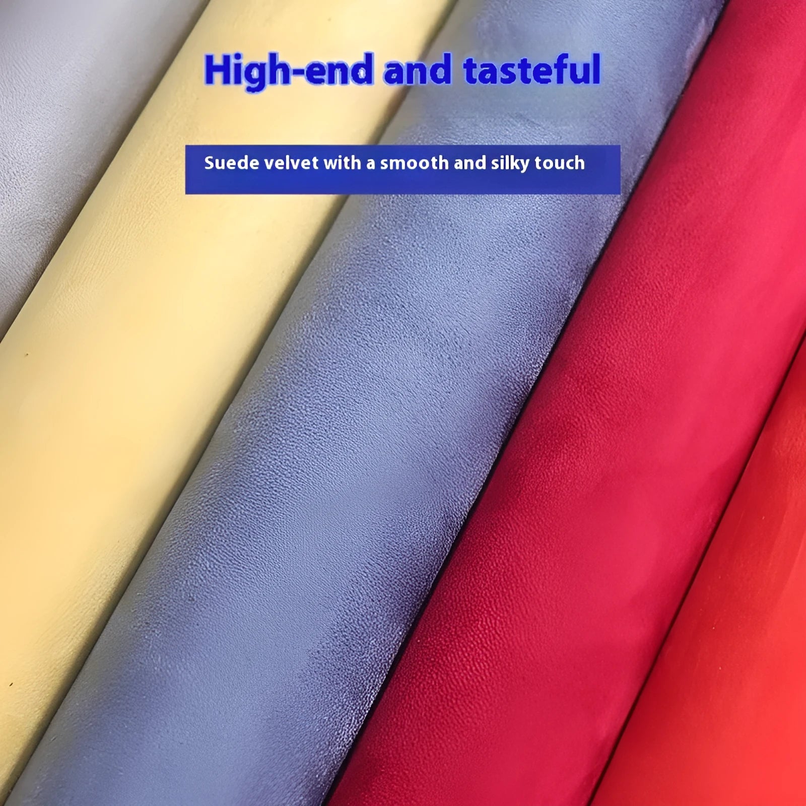 Self-adhesive leather suede fabric sheet in multiple colour swatches showing BMW Brown, Black, and Red.