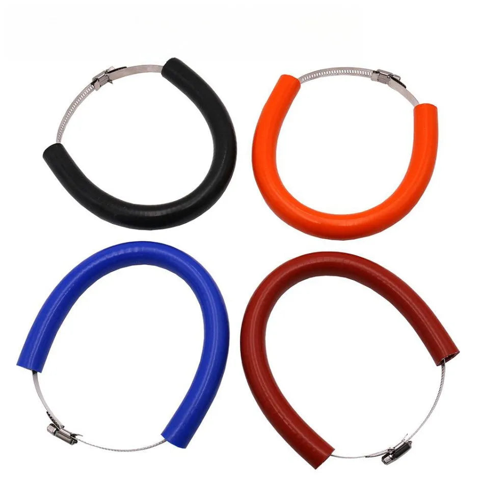 Universal motorcycle exhaust anti-drop wring gasket kit in black, blue, and orange colour options.