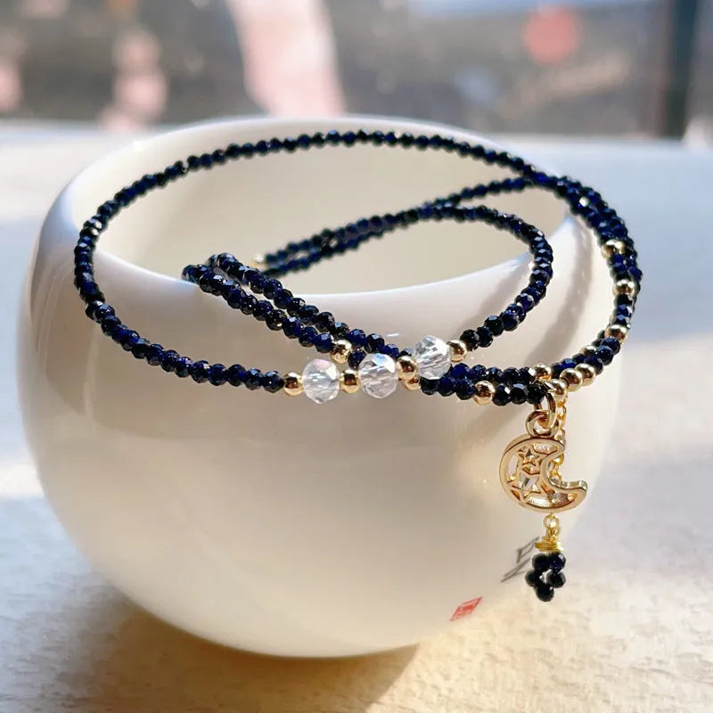 Blue gold sand stone three-ring women's bracelet with multi-layer manual craftsmanship