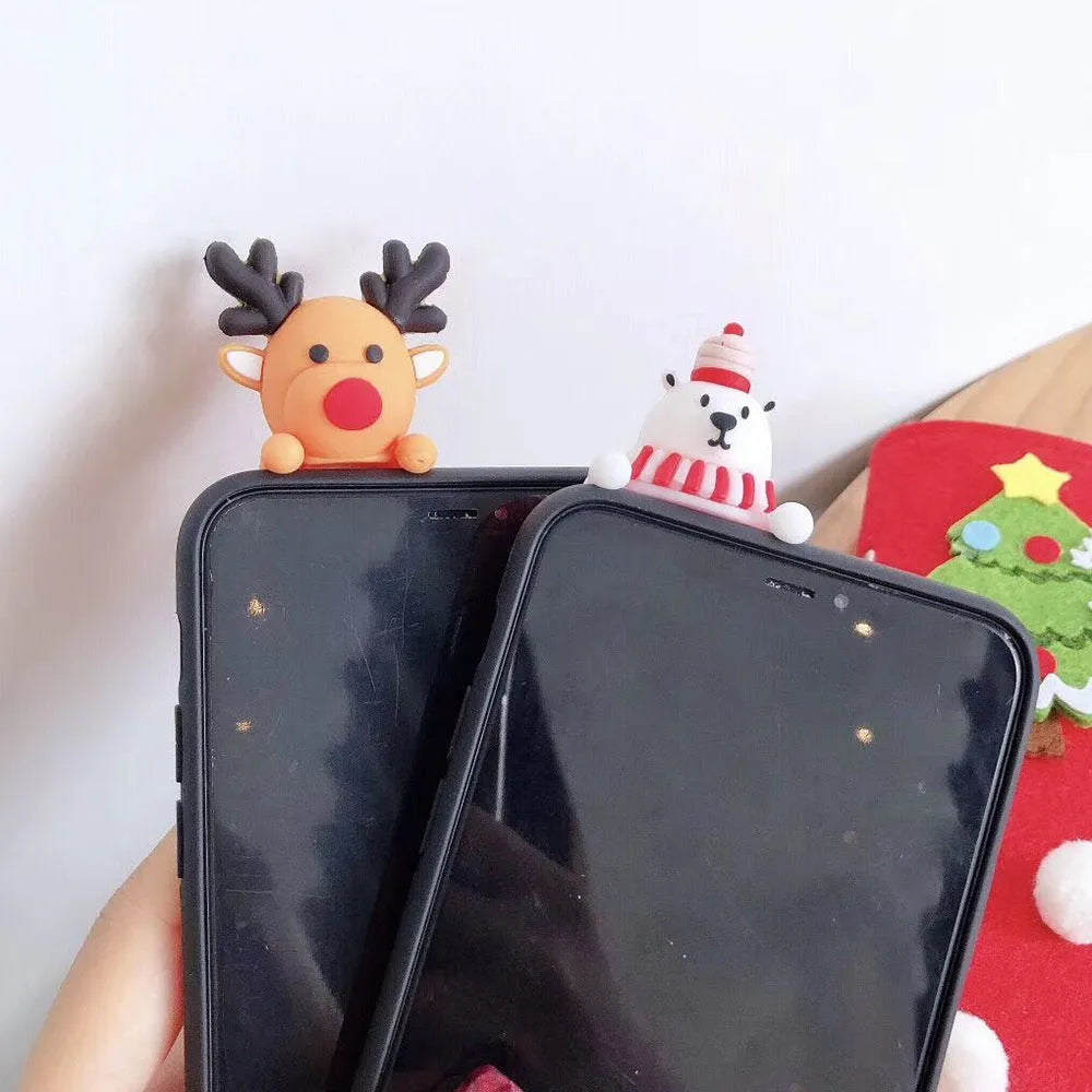 Red Christmas silicone phone case back cover for iPhone showing festive design