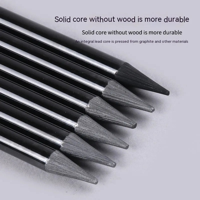 Set of 6 graphite and 3 carbonized drawing pencils on suction card packaging with wooden shell