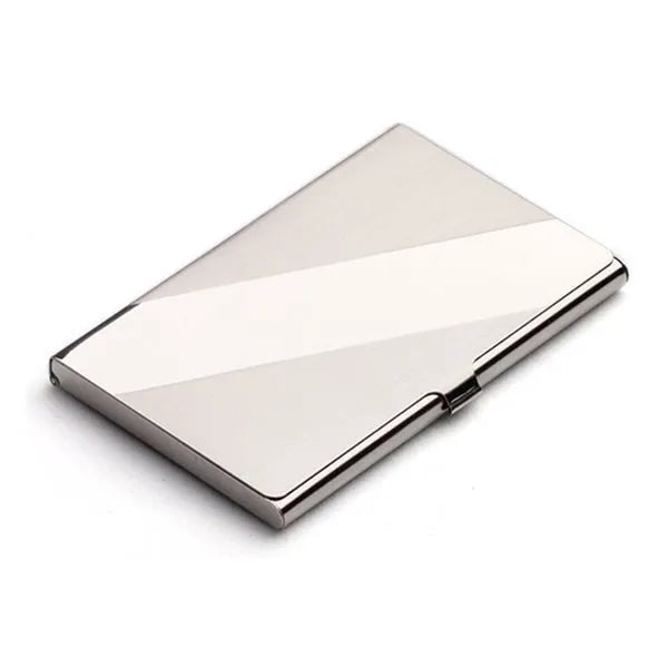 304 stainless steel business card case with geometry design measuring 92.5 × 58 × 6 mm