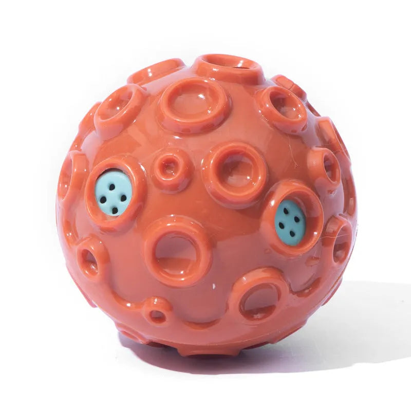 Coloured natural rubber dog toy ball with a bumpy texture for aggressive chewers and teeth cleaning