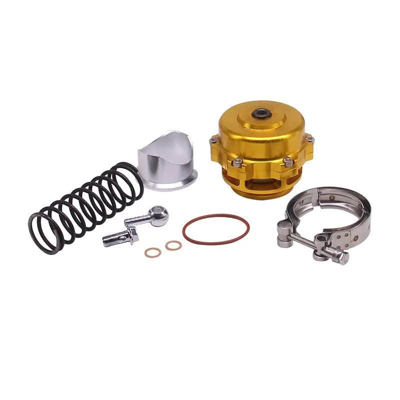 50mm aluminium alloy automotive blow-off valve in assorted colours: black, blue, red, purple, silver, gold.