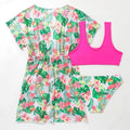 Girls floral two-piece swimsuit briefs in a Korean style, sizes 130cm to 160cm.