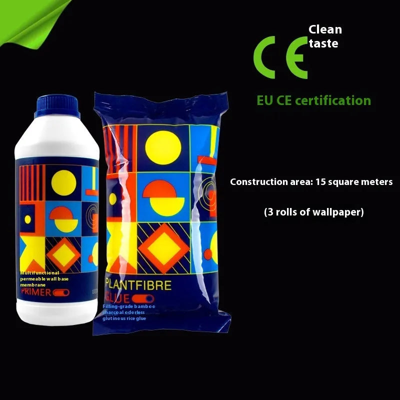 Formaldehyde-free glutinous rice wallpaper glue E in 3-roll pack with clean smell adhesive