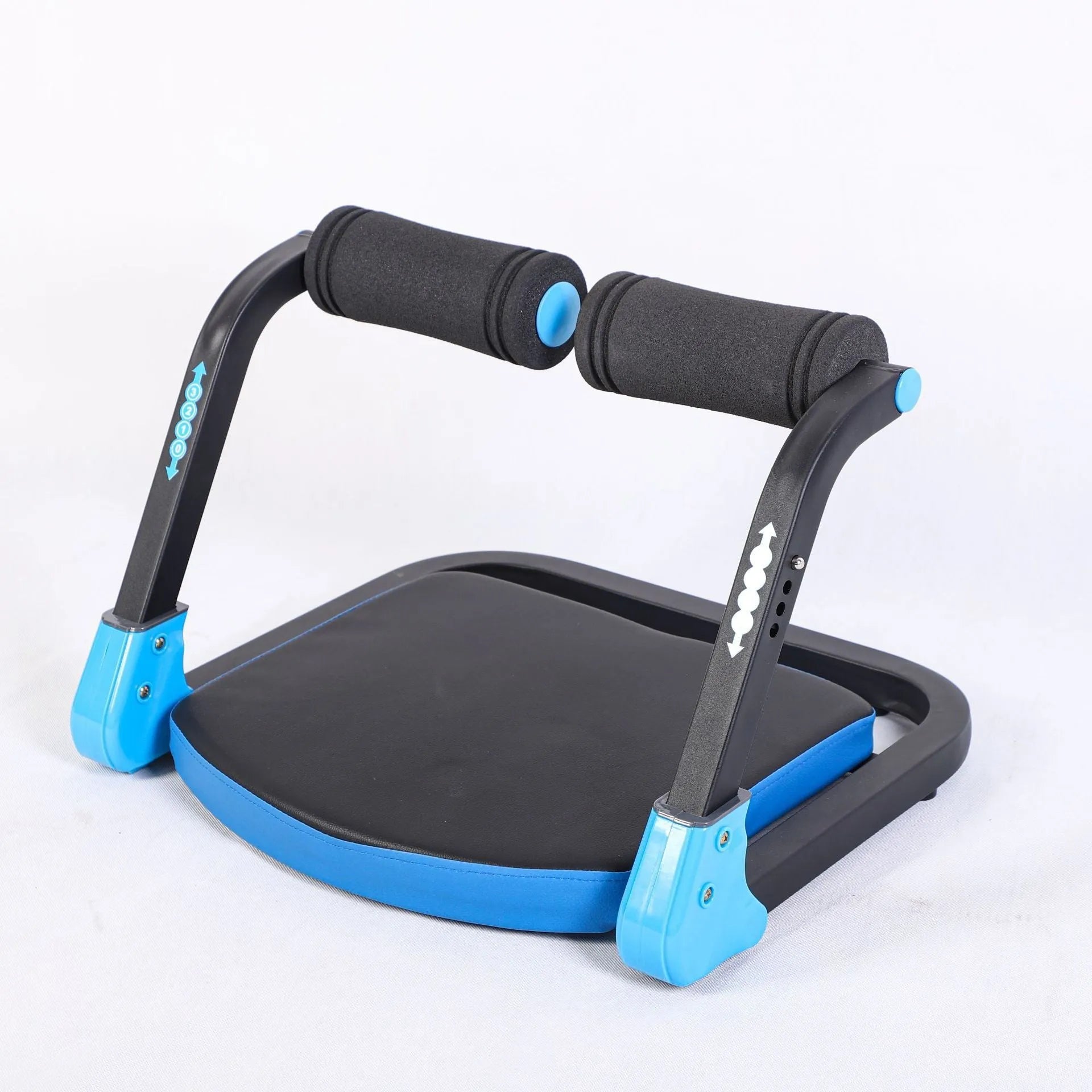 Mini abdominal exercise device in sky blue and red colour options for home and office fitness
