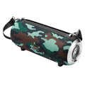 F666 Mini Bluetooth Speaker in fabric mesh finish with retractable FM antenna and shoulder strap attached