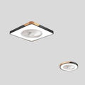 Nordic ceiling fan and light combination fixture with solid wood base in rectangular, round, or square options