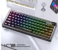 Attack Shark K75RGB wireless mechanical keyboard with transparent black case showing RGB backlighting