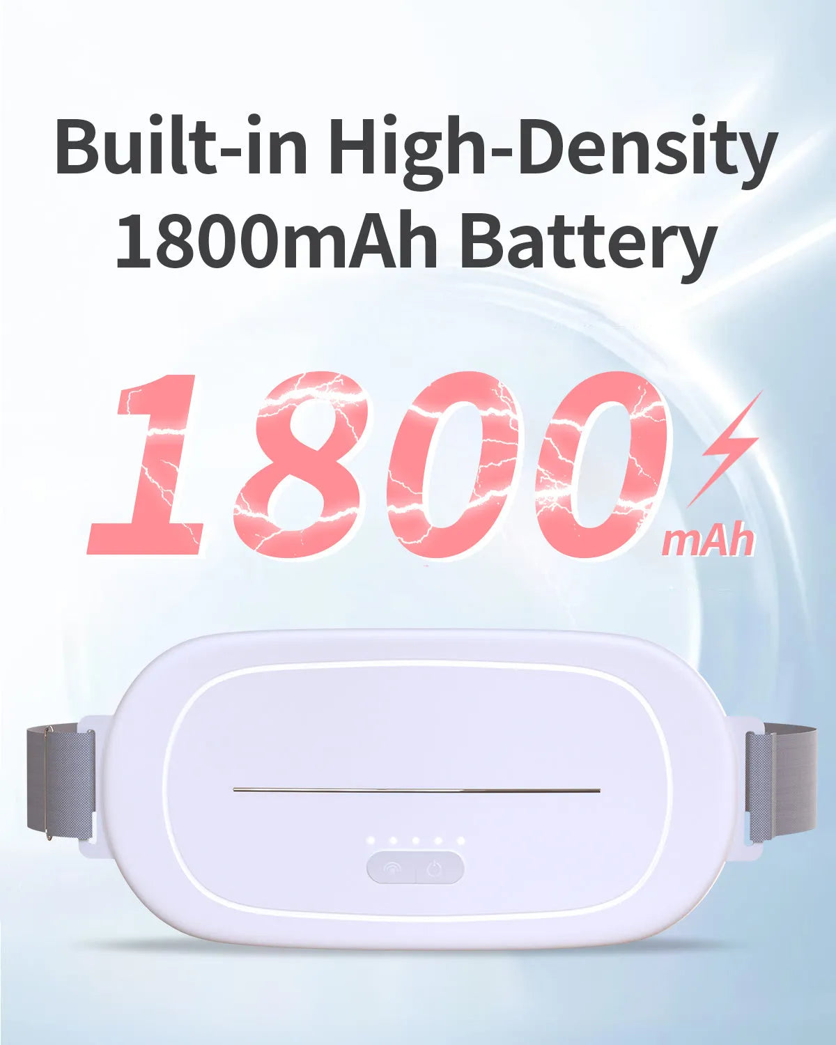 White contoured uterine warming device with USB cable on a neutral background