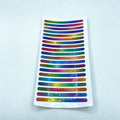 Pack of 20 arc-shaped PVC reflective stickers for car wheel hubs in assorted high-visibility colours.