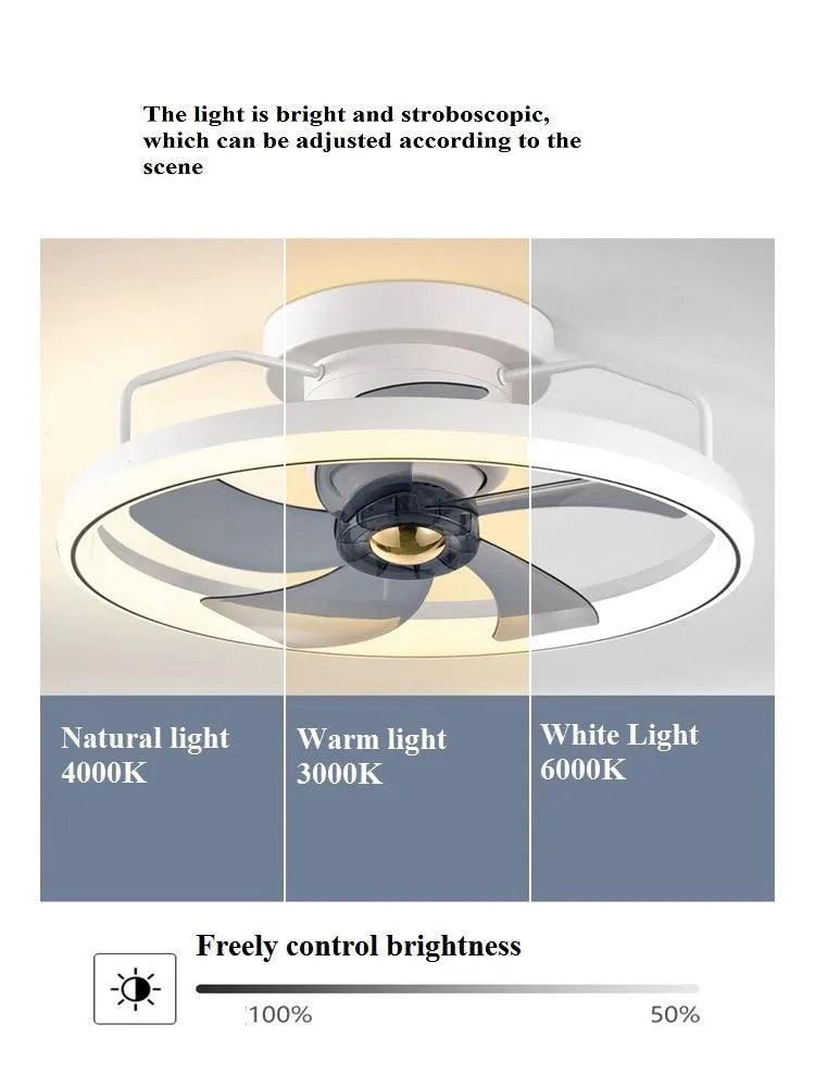 Modern simple ceiling fan lamp with light 500mm diameter PC blades acrylic lampshade