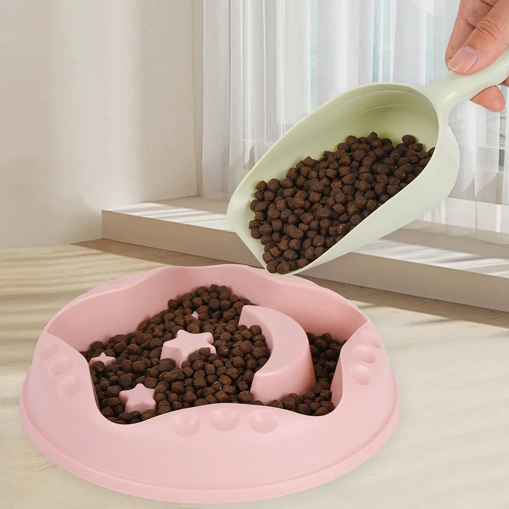 Blue Moon Star Wings pet slow feed bowl with raised centre and non-slip base.