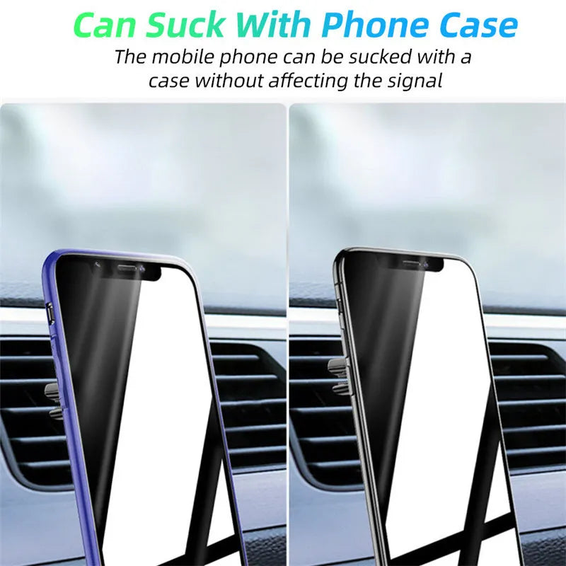 Black magnetic car air vent phone holder with adjustable angle and built-in perfume diffuser.
