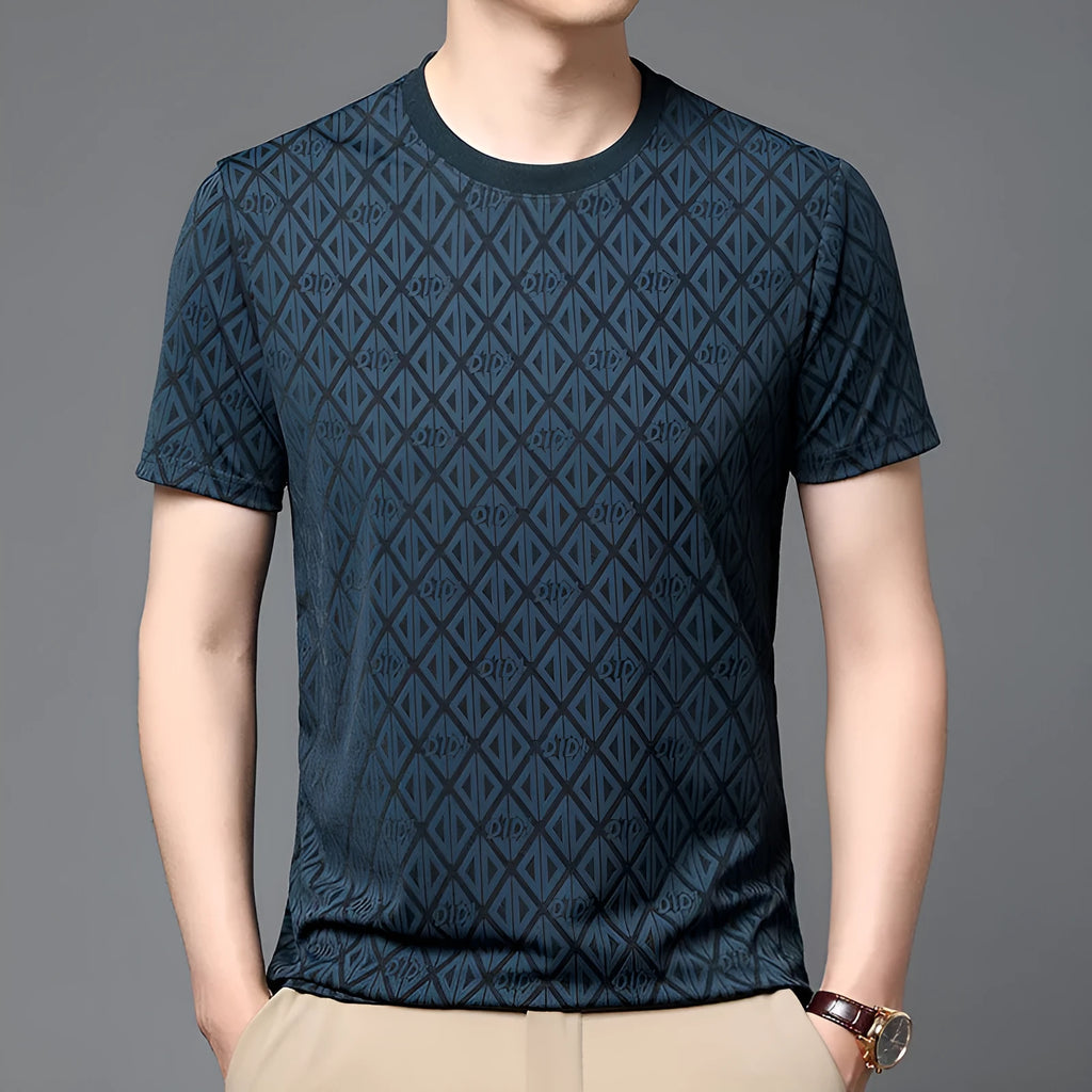 Men's round neck short sleeve T-shirt in ice silk fabric with antibacterial properties